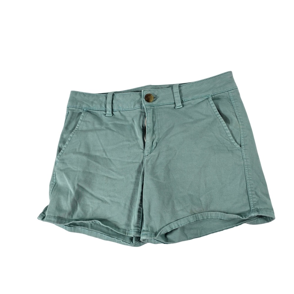 American Eagle Super Stretch Midi Shorts Mint Green Size 8 Chino Casual Summer